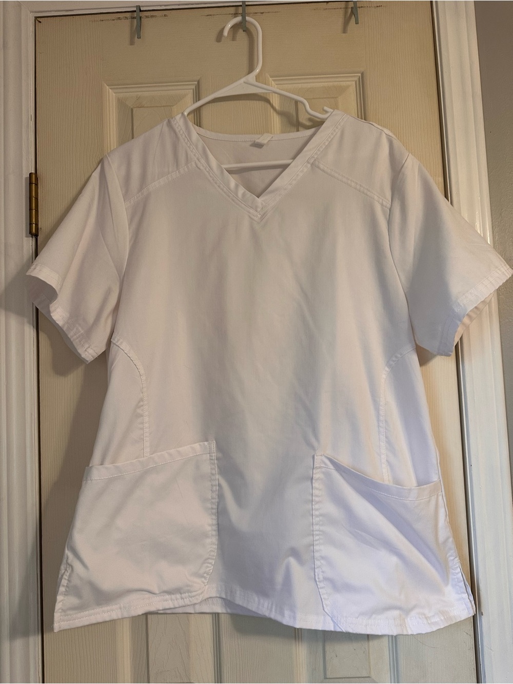 Classic White V-Neck Medical Scrub Top